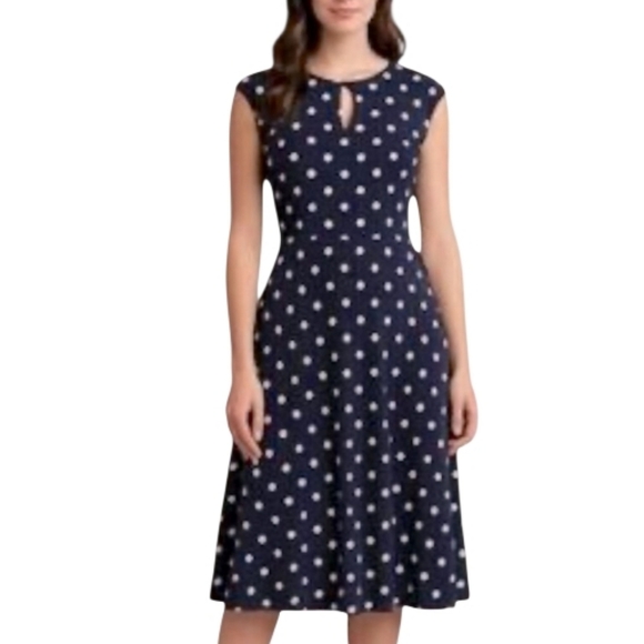 Lauren Ralph Lauren Dresses & Skirts - Lauren by RL Dark Blue Polka Dot Sleeveless Dress Size 6‎